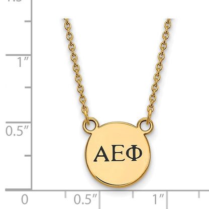 Gold Plated Sterling Silver Logoart Alpha Epsilon Phi Sorority Greek Letters Extra Small Black Enamel Pendant 18 Inch Necklace