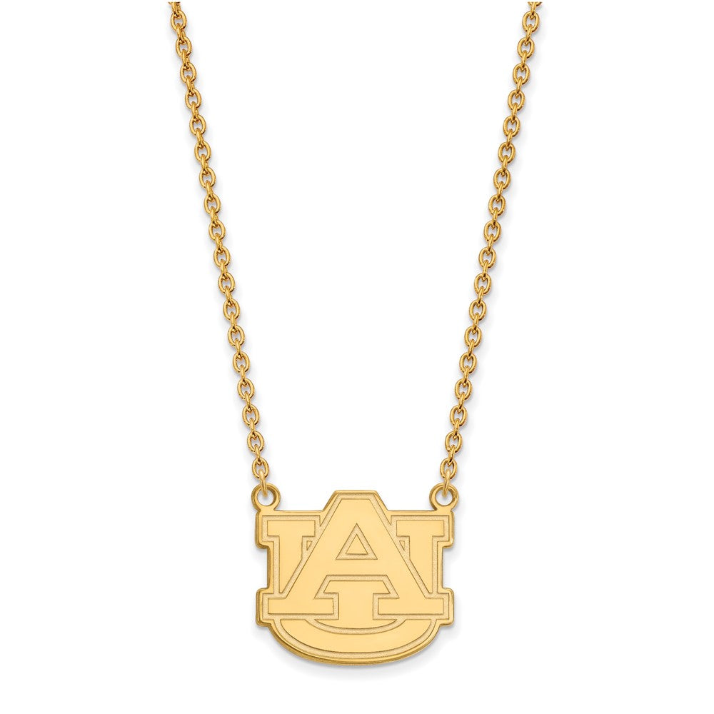 Gold Plated Sterling Silver Logoart Auburn University Large Pendant 18 Inch Necklace