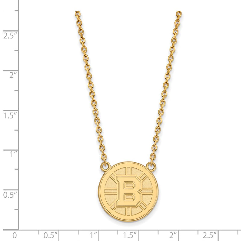 14K Yellow Gold Nhl Logoart Boston Bruins Large Pendant 18 Inch Necklace