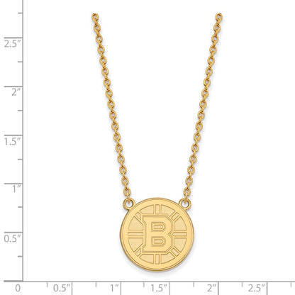 Gold Plated Sterling Silver Nhl Logoart Boston Bruins Large Pendant 18 Inch Necklace