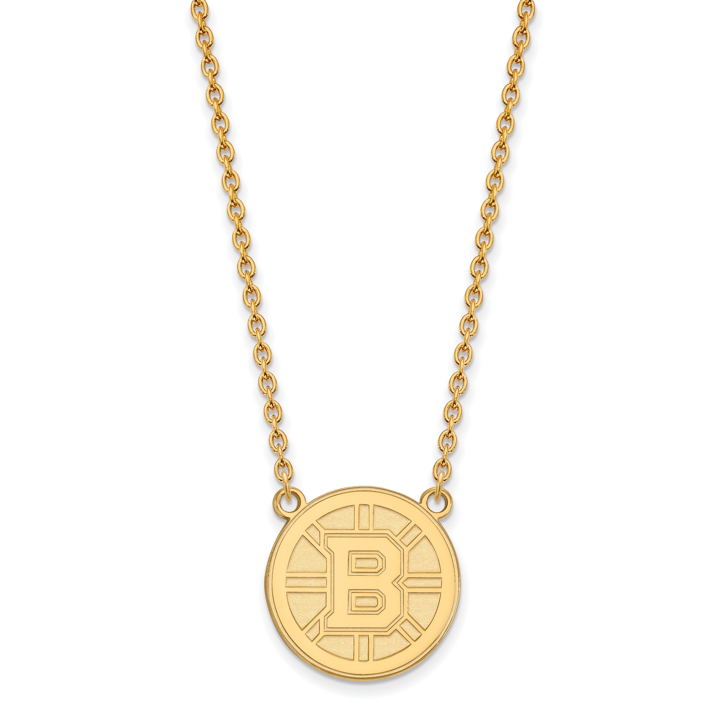 10K Yellow Gold Nhl Logoart Boston Bruins Large Pendant 18 Inch Necklace