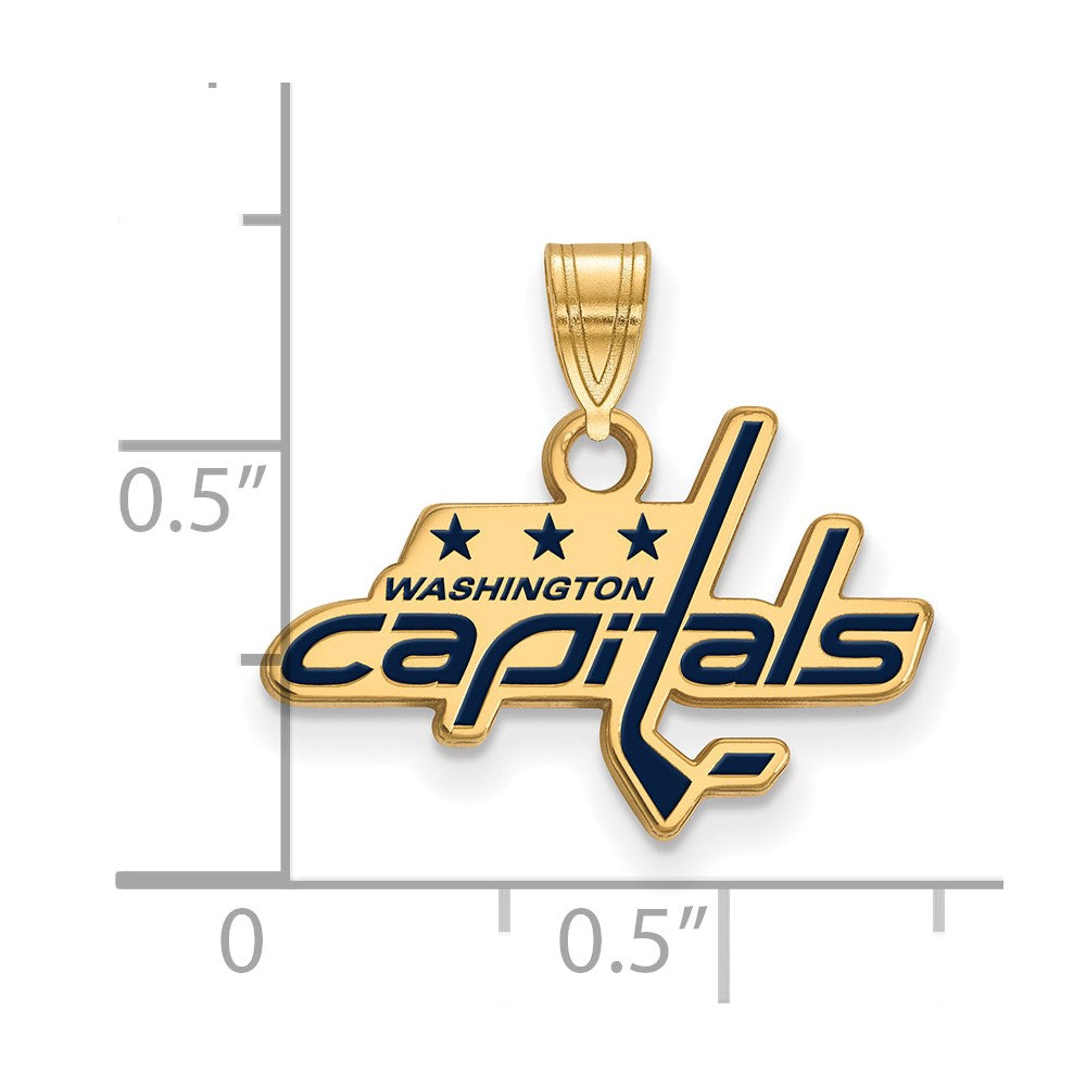 Gold Plated Sterling Silver Nhl Logoart Washington Capitals Small Enameled Pendant