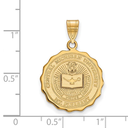 Gold Plated Sterling Silver Logoart Central Michigan University Large Crest Pendant