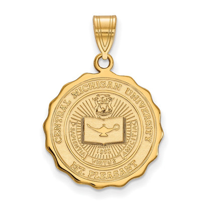 Gold Plated Sterling Silver Logoart Central Michigan University Large Crest Pendant