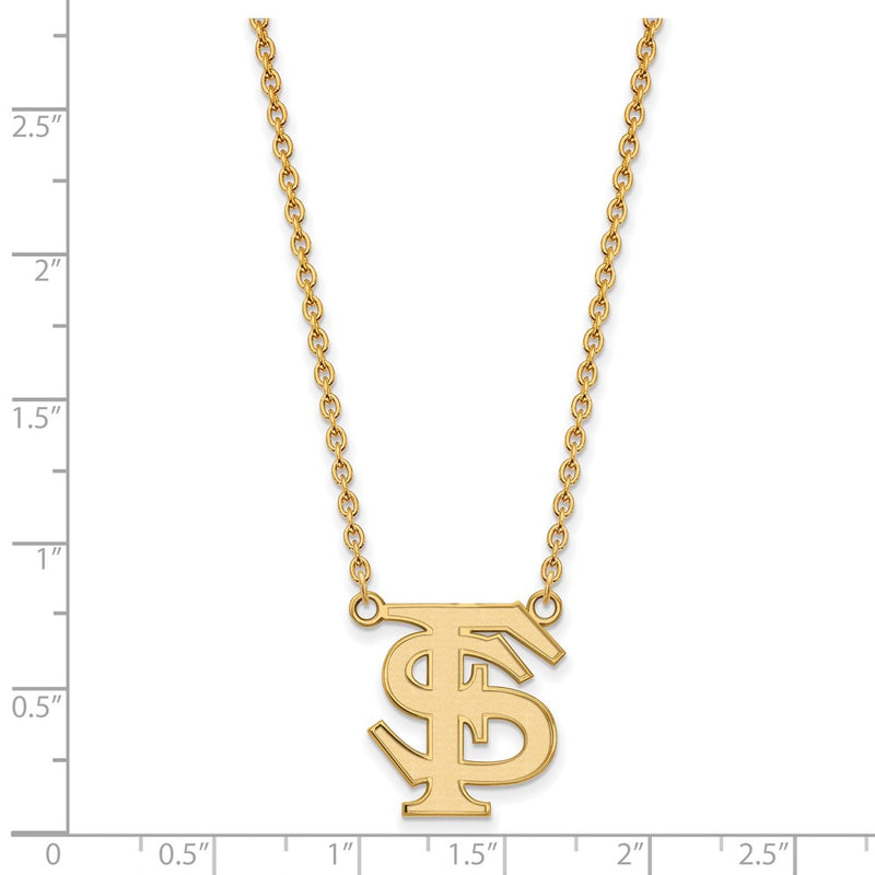 Gold Plated Sterling Silver Logoart Florida State University F S Large Pendant 18 Inch Necklace