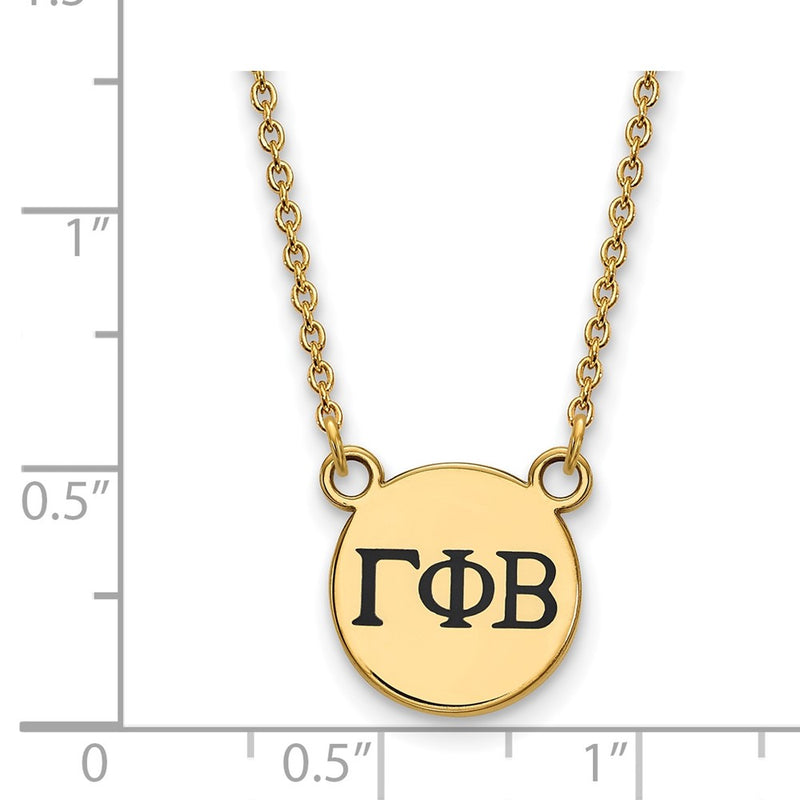 Gold Plated Sterling Silver Logoart Gamma Phi Beta Sorority Greek Letters Small Black Enamel Pendant 18 Inch Necklace