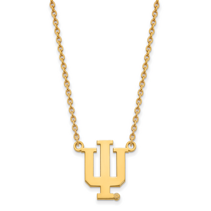 Gold Plated Sterling Silver Logoart Indiana University I U Large Pendant 18 Inch Necklace
