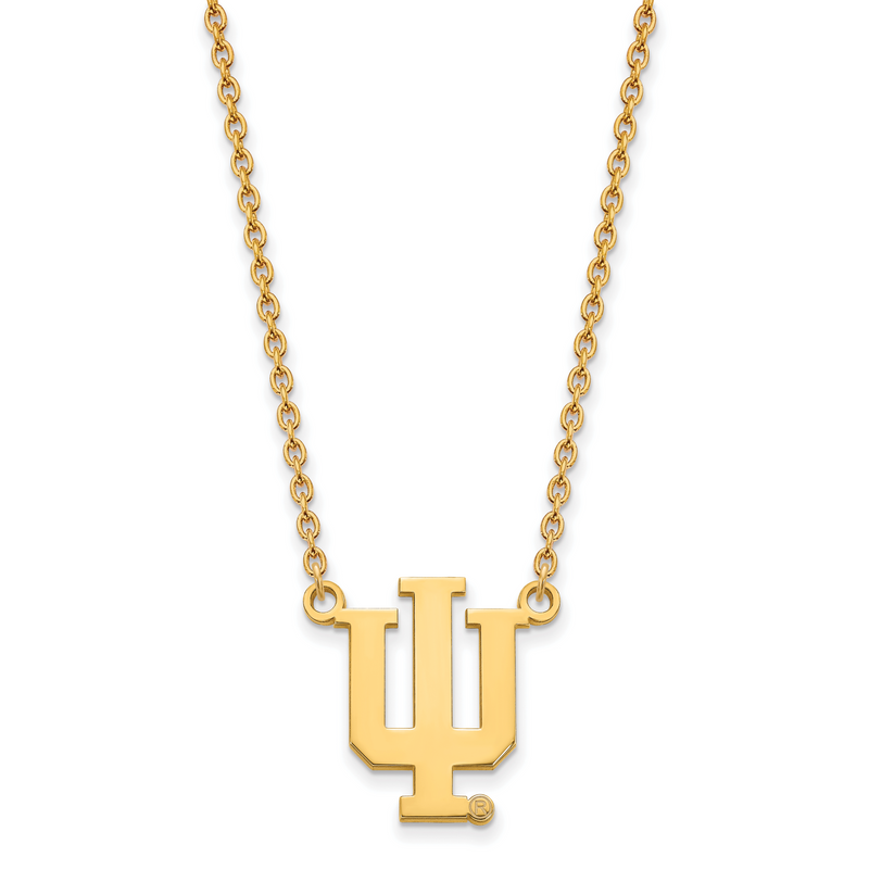 Gold Plated Sterling Silver Logoart Indiana University I U Large Pendant 18 Inch Necklace