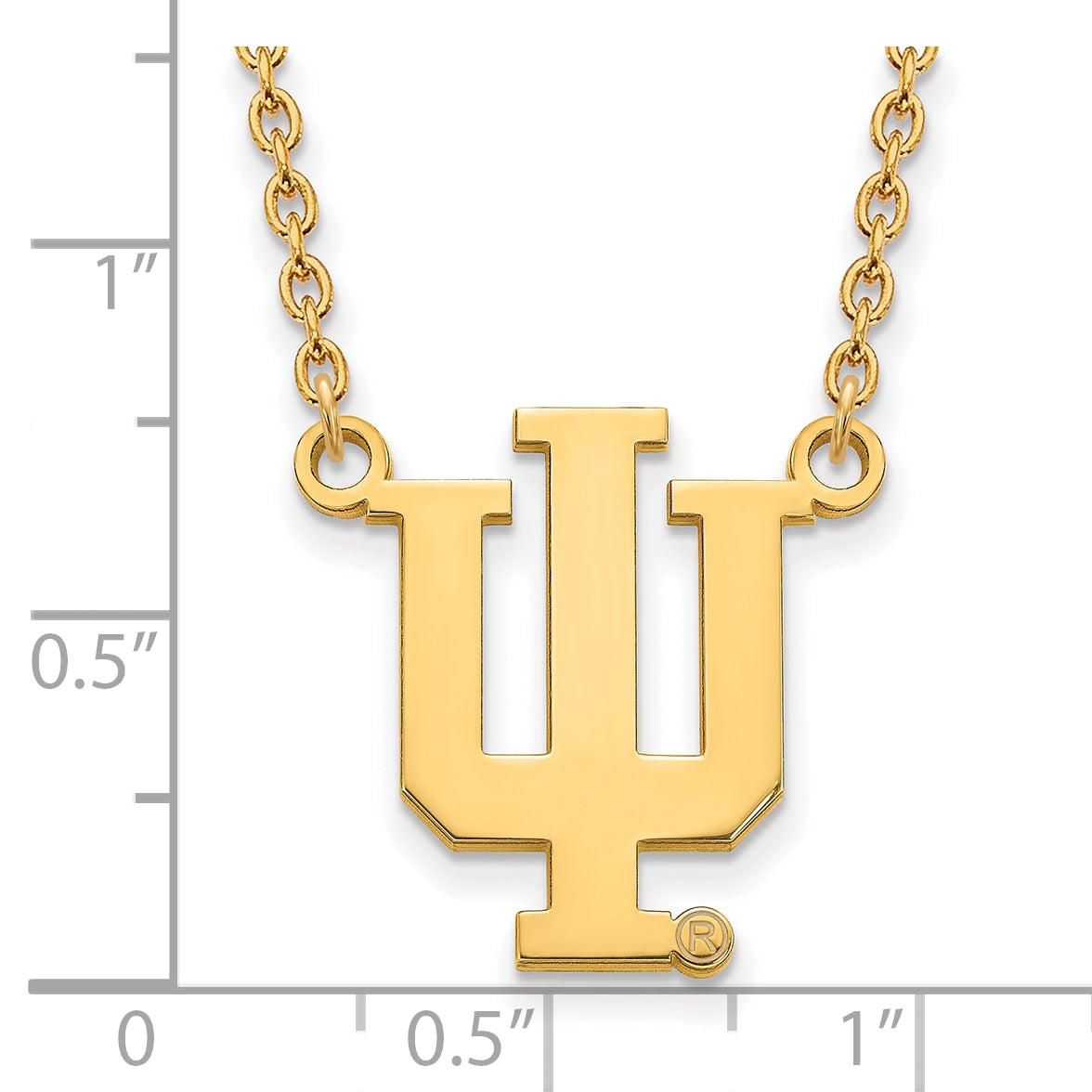 10K Yellow Gold Logoart Indiana University I U Large Pendant 18 Inch Necklace
