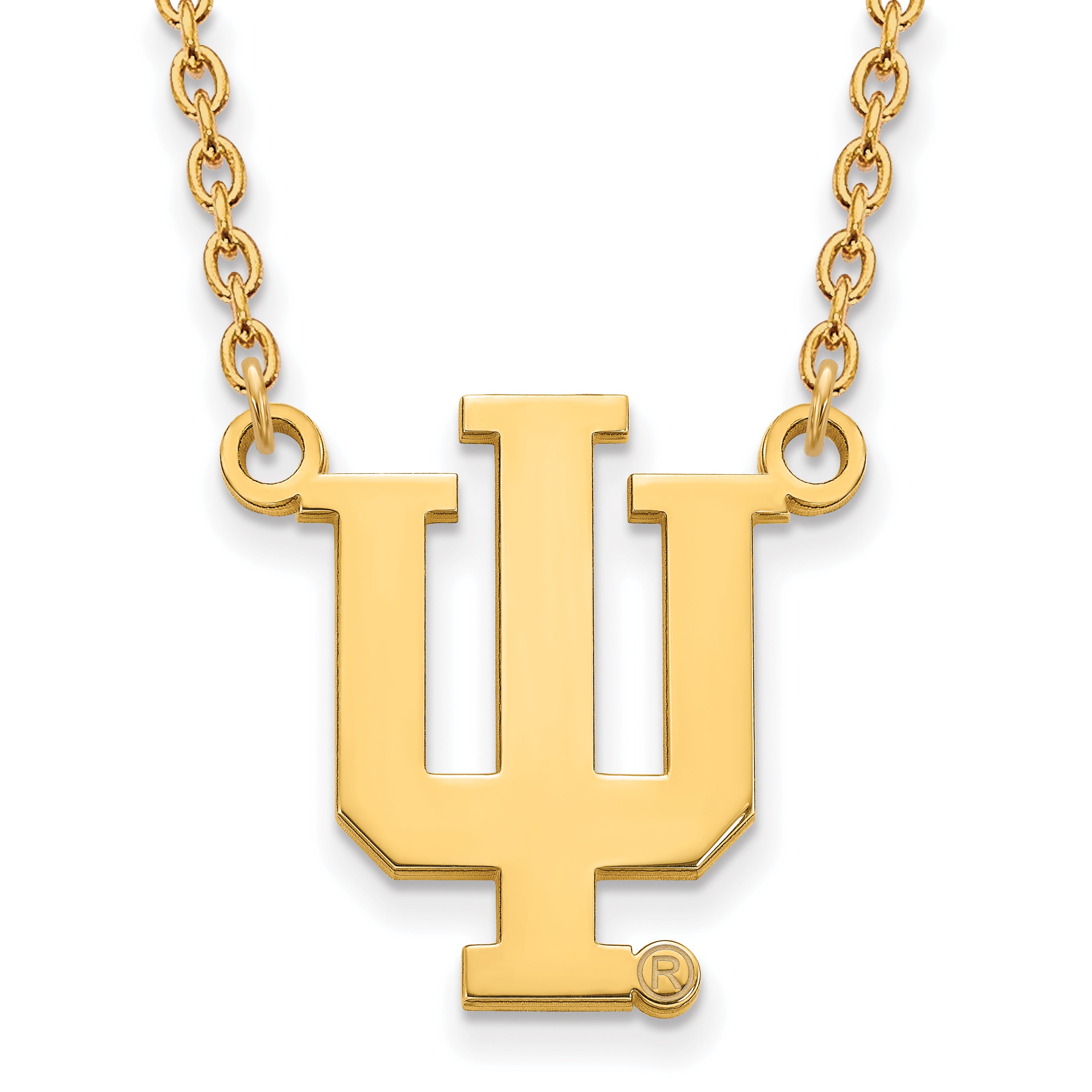 10K Yellow Gold Logoart Indiana University I U Large Pendant 18 Inch Necklace