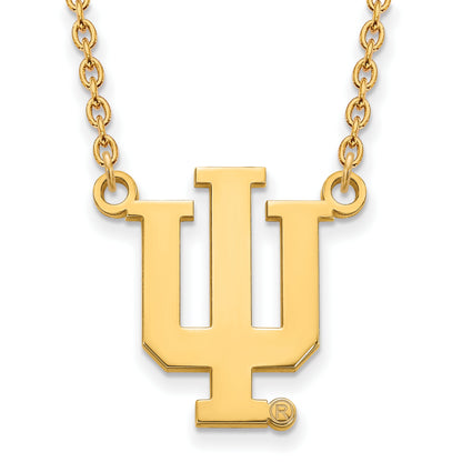 10K Yellow Gold Logoart Indiana University I U Large Pendant 18 Inch Necklace