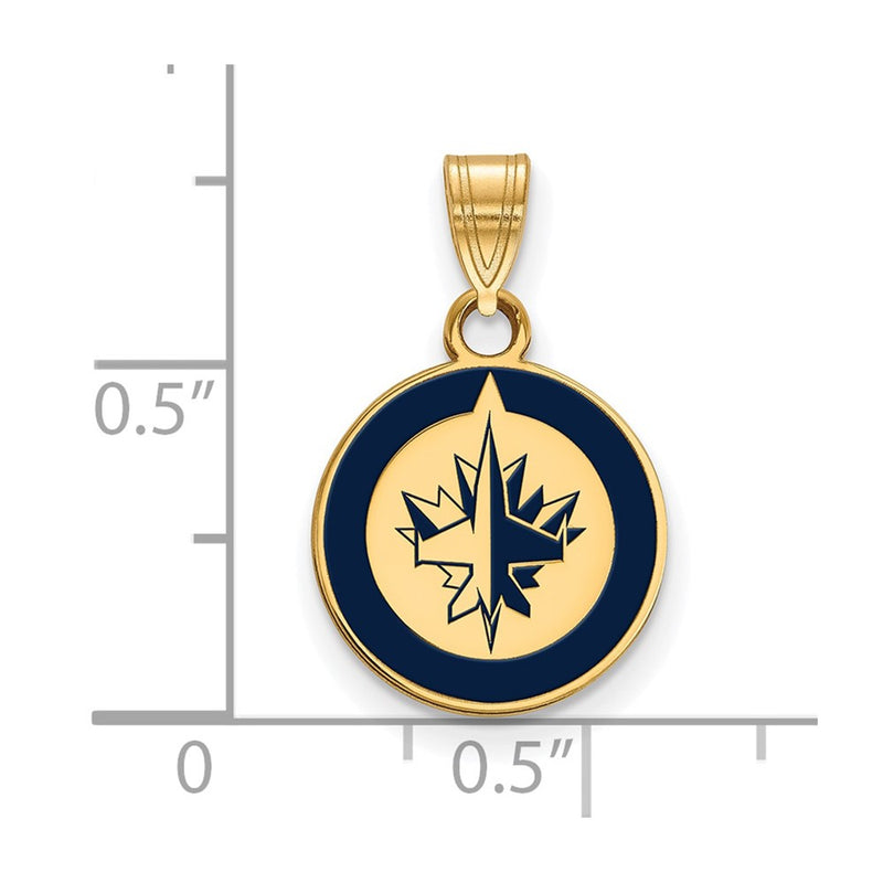 Gold Plated Sterling Silver Nhl Logoart Winnipeg Jets Small Enameled Pendant