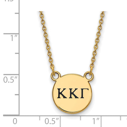 Gold Plated Sterling Silver Logoart Kappa Gamma Sorority Greek Letters Small Black Enamel Pendant 18 Inch Necklace
