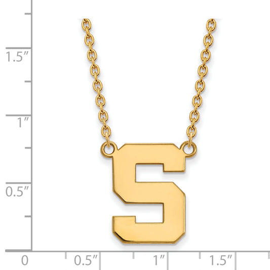 10K Yellow Gold Logoart Michigan State University Letter S Large Pendant 18 Inch Necklace