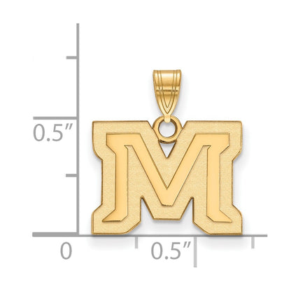 Gold Plated Sterling Silver Logoart Montana State University Letter M Small Pendant