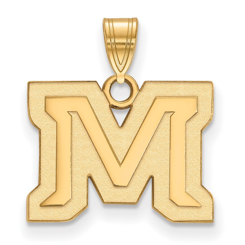 14K Yellow Gold Logoart Montana State University Letter M Small Pendant