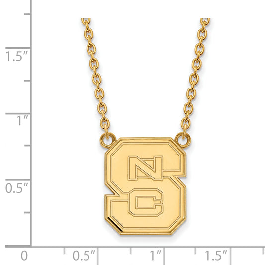 10K Yellow Gold Logoart North Carolina State University N C S Large Pendant 18 Inch Necklace