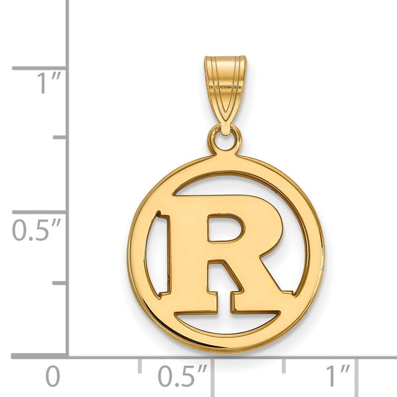 Gold Plated Sterling Silver Logoart Rutgers University Letter R Medium Circle Pendant