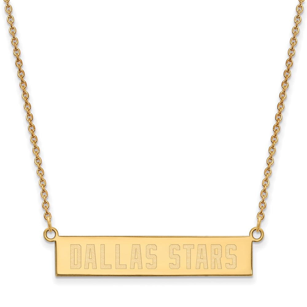 Gold Plated Sterling Silver Nhl Logoart Dallas Stars Small Bar 18 Inch Necklace