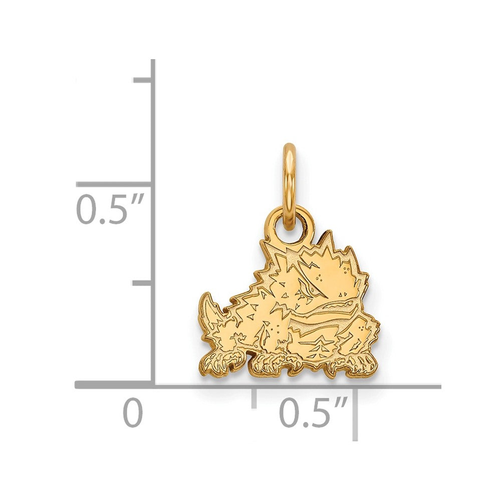 14K Yellow Gold Logoart Texas Christian University Horned Frog Extra Small Pendant