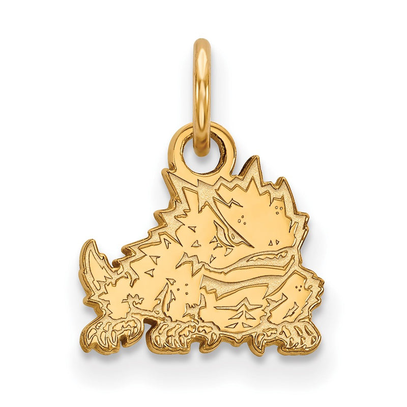 Gold Plated Sterling Silver Logoart Texas Christian University Horned Frog Extra Small Pendant