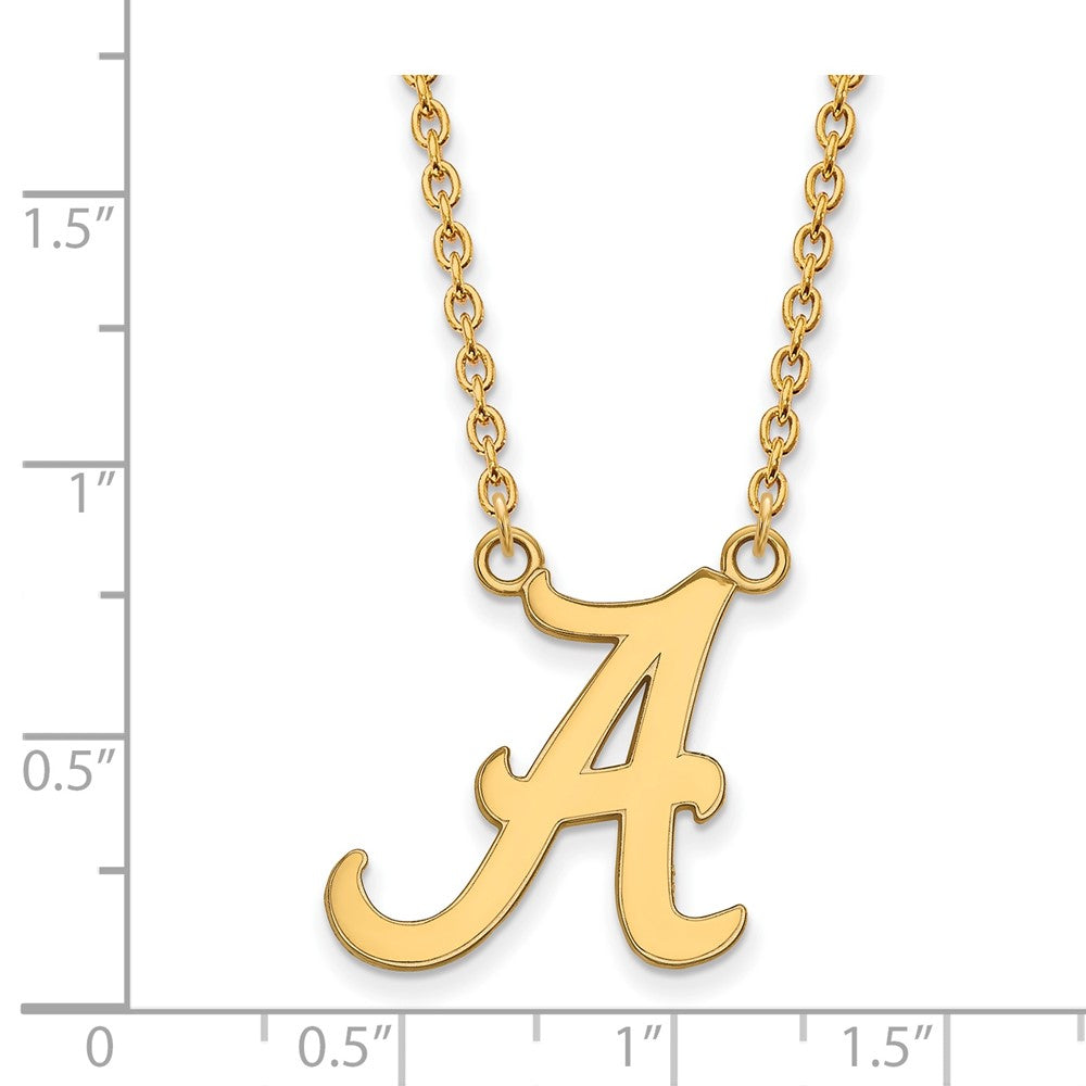 Gold Plated Sterling Silver Logoart University Of Alabama Letter A Large Pendant 18 Inch Necklace
