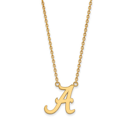 10K Yellow Gold Logoart University Of Alabama Letter A Large Pendant 18 Inch Necklace