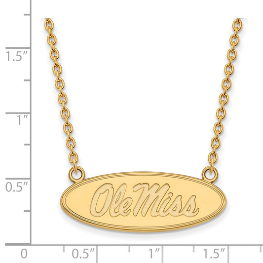 10K Yellow Gold Logoart University Of Mississippi Ole Miss Large Oval Pendant 18 Inch Necklace