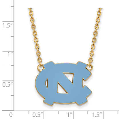 Gold Plated Sterling Silver Logoart University Of North Carolina N C Enameled Large Pendant 18 Inch Necklace