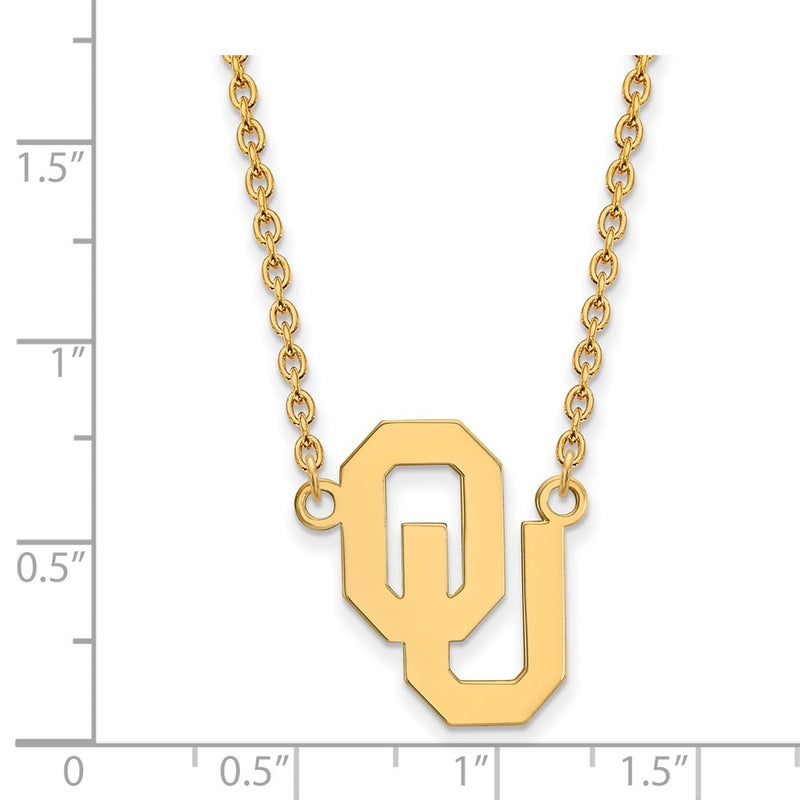 Gold Plated Sterling Silver Logoart University Of Oklahoma O U Large Pendant 18 Inch Necklace