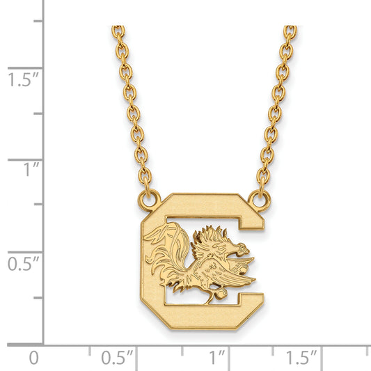 10K Yellow Gold Logoart University Of South Carolina Large Pendant 18 Inch Necklace