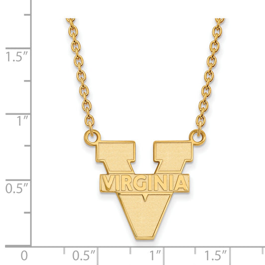 10K Yellow Gold Logoart University Of Virginia Large Pendant 18 Inch Necklace
