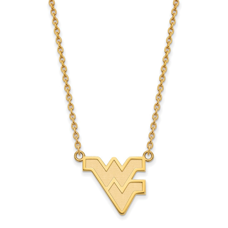 14K Yellow Gold Logoart West Virginia University W V Large Pendant 18 Inch Necklace