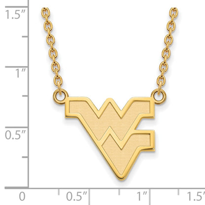 Gold Plated Sterling Silver Logoart West Virginia University W V Large Pendant 18 Inch Necklace
