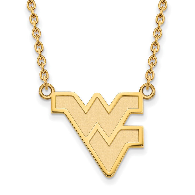 10K Yellow Gold Logoart West Virginia University W V Large Pendant 18 Inch Necklace