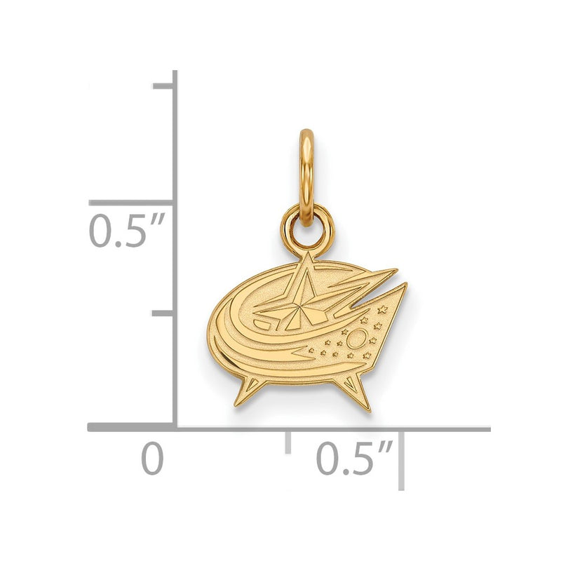 Gold Plated Sterling Silver Nhl Logoart Columbus Blue Jackets Extra Small Pendant