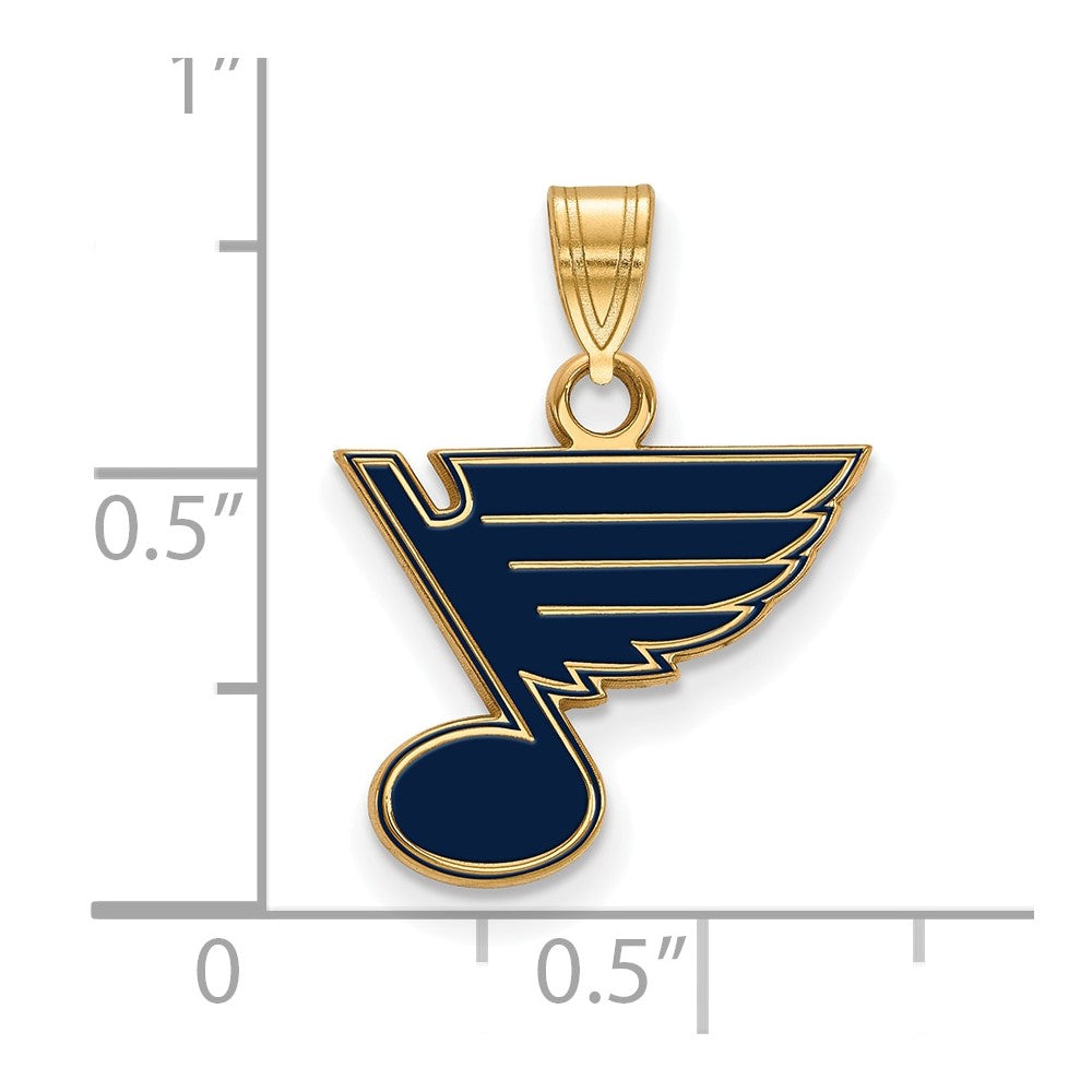 Gold Plated Sterling Silver Nhl Logoart St. Louis Blues Small Enameled Pendant