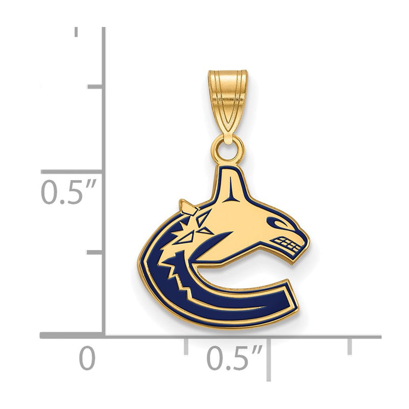 Gold Plated Sterling Silver Nhl Logoart Vancouver Canucks Small Enameled Pendant