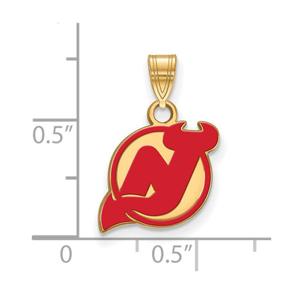 Gold Plated Sterling Silver Nhl Logoart New Jersey Devils Small Enameled Pendant