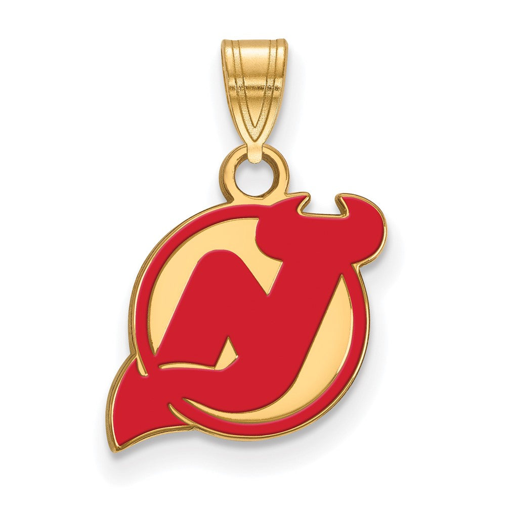 Gold Plated Sterling Silver Nhl Logoart New Jersey Devils Small Enameled Pendant