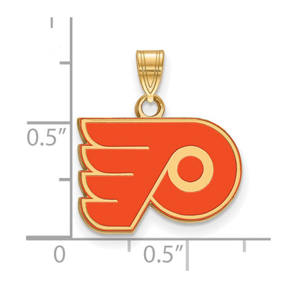 Gold Plated Sterling Silver Nhl Logoart Philadelphia Flyers Small Enamel Pendant