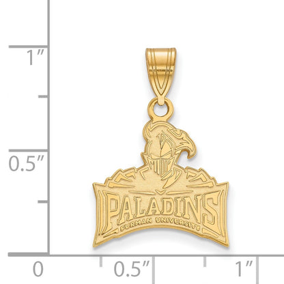 Gold Plated Sterling Silver Logoart Furman University Paladins Medium Pendant