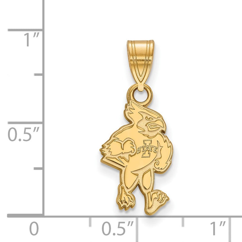 Gold Plated Sterling Silver Logoart Iowa State University Cardinal Medium Pendant