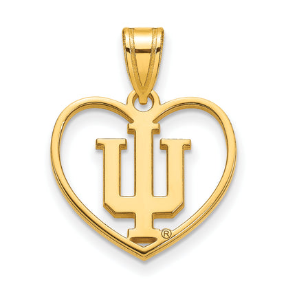 Gold Plated Sterling Silver Logoart Indiana University I U Heart Pendant