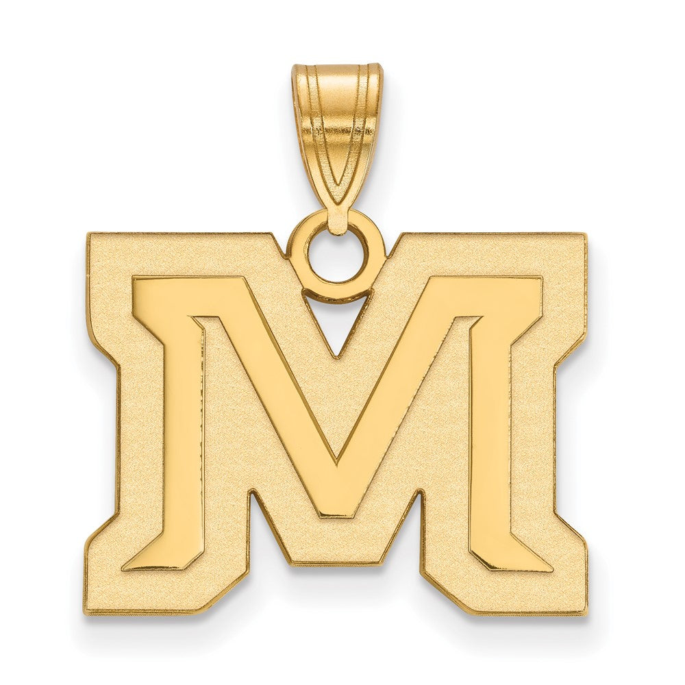 Gold Plated Sterling Silver Logoart Montana State University Letter M Medium Pendant