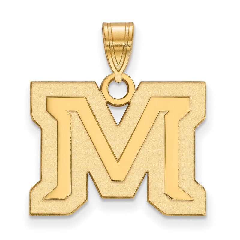 Gold Plated Sterling Silver Logoart Montana State University Letter M Medium Pendant