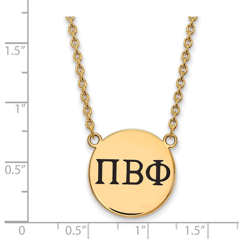 Gold Plated Sterling Silver Logoart Pi Beta Phi Sorority Greek Letters Large Black Enamel Pendant 18 Inch Necklace