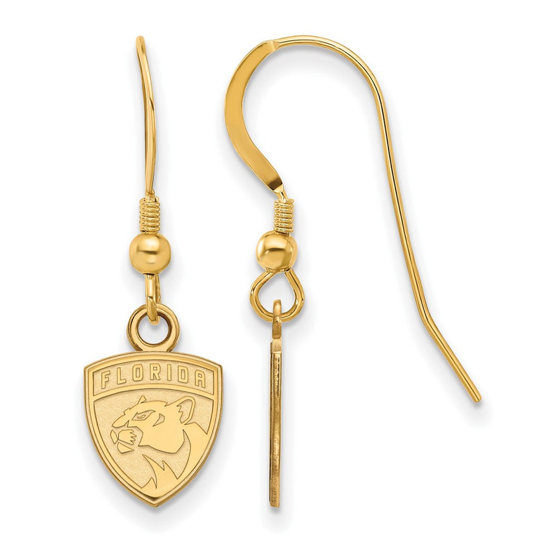 Gold Plated Sterling Silver Nhl Logoart Florida Panthers Extra Small Dangle Wire Earrings