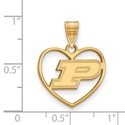 Gold Plated Sterling Silver Logoart Purdue University Letter P Heart Pendant