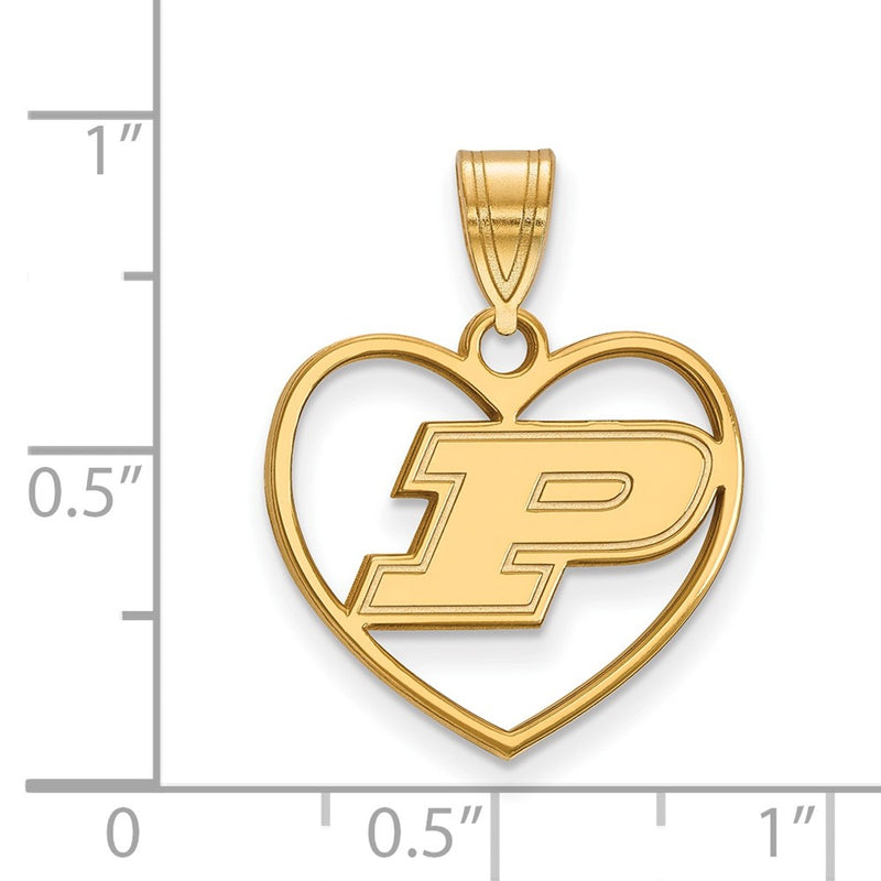 Gold Plated Sterling Silver Logoart Purdue University Letter P Heart Pendant